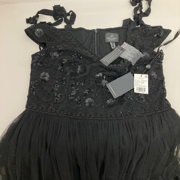 Adrianna Papell Gown with Bow Straps Beaded Bodice - Picture 7 of 9